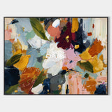 Large Horizontal Abstract Floral - Hand-Painted Ochre & Burgundy Impasto Wall Art | ArtExplore