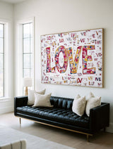 Large Horizontal LOVE Textured Oil Painting for Living Room – ArtExplore
