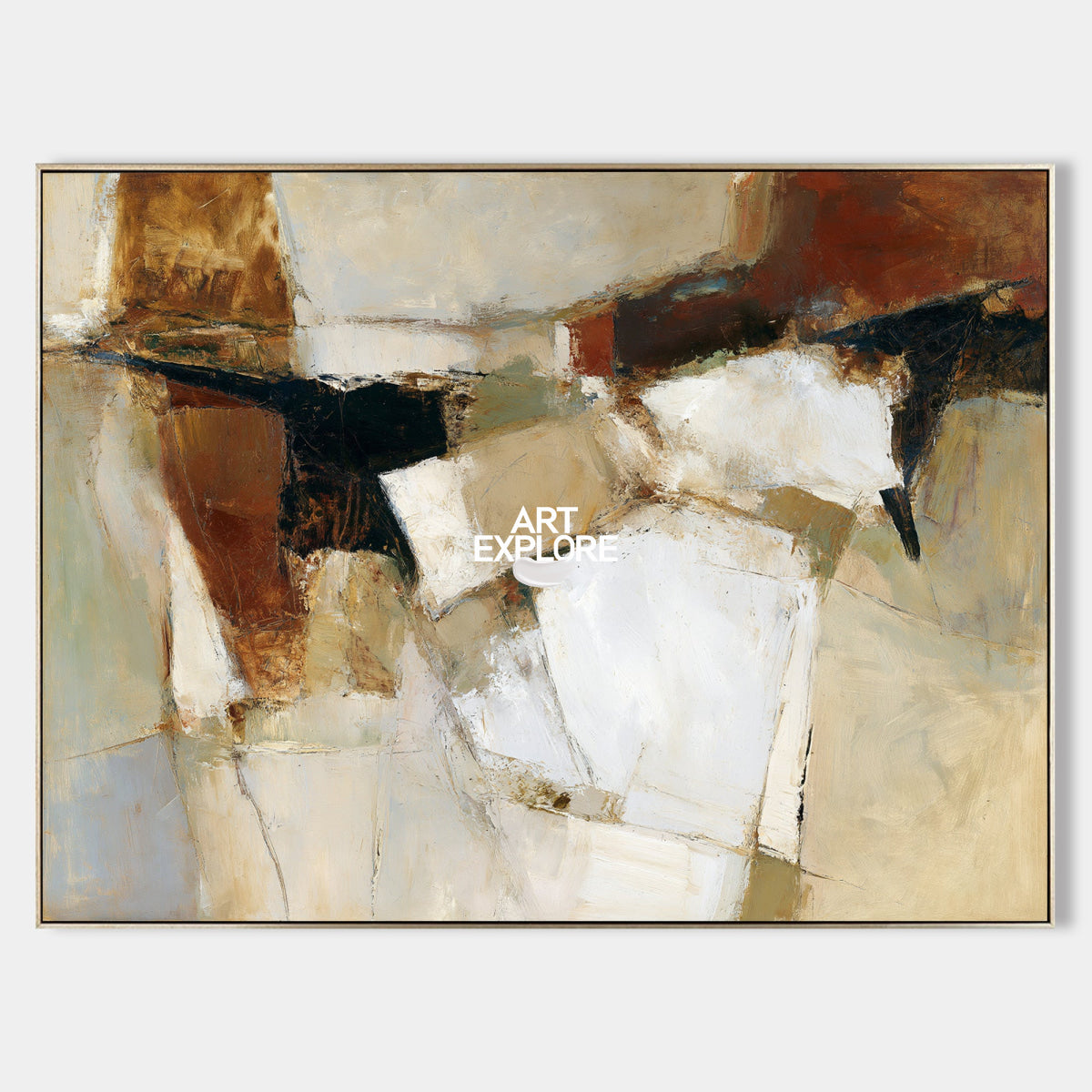 Large Horizontal Wall Art For Living Room In Warm Earthy Colors And Abstract Style