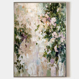 Large Impasto Rose Painting Cloud Dancer White & Pink Floral Art