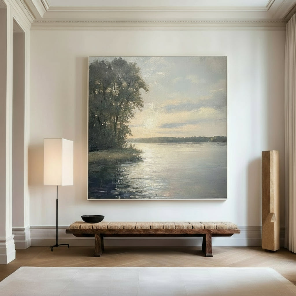 Large Landscape Painting Landscape Art On Canvas Modern Lake View Painting Canvas Art For Livingroom