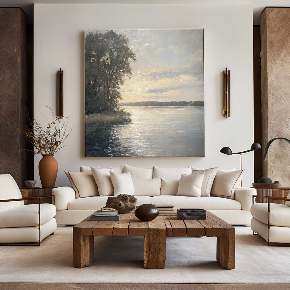 Large Landscape Painting Landscape Art On Canvas Modern Lake View Painting Canvas Art For Livingroom