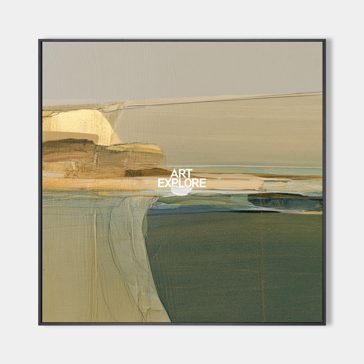 Minimalist Abstract Art With Textured Green And Gold Accents Original Canvas