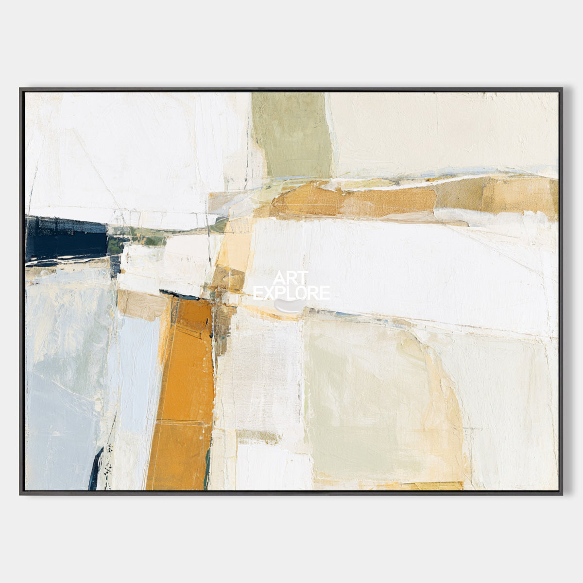 Minimalist Geometric Abstract Art With Textured Finish For Modern Decor