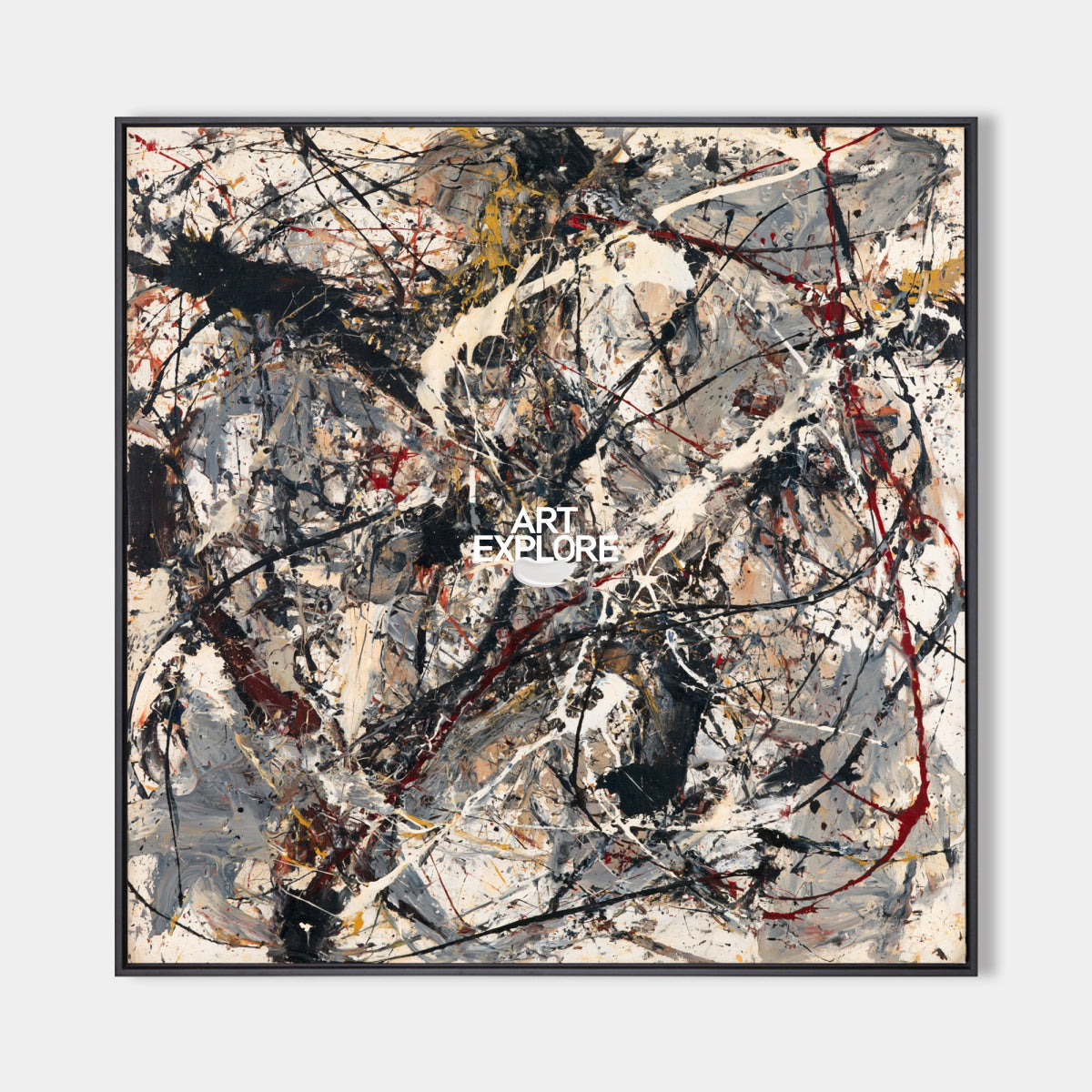 Modern Wall Art For Living Room Beige And Black Abstract Square Canvas