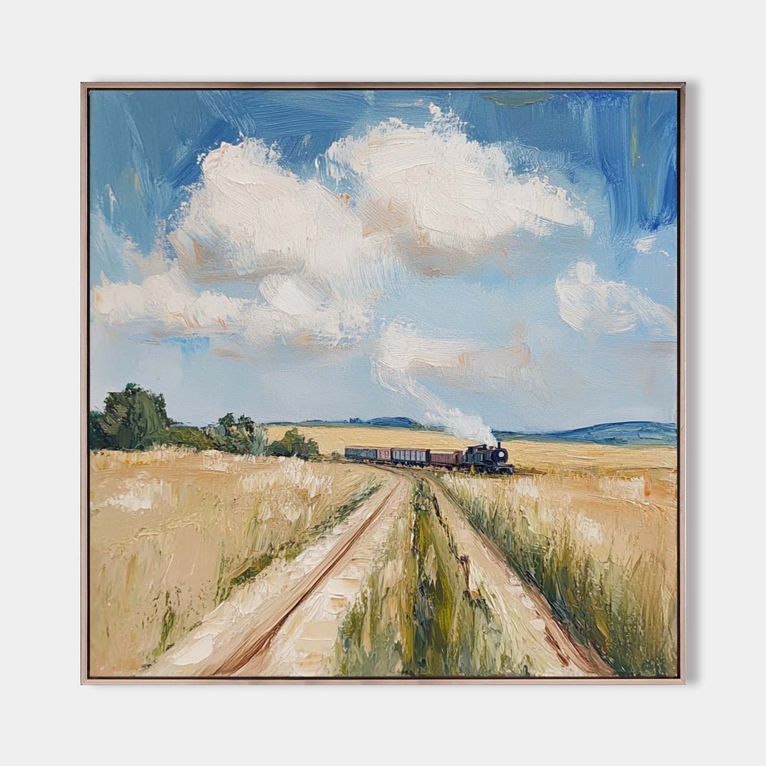 Large Green Field Painting Green Landscape Texture Wall Painting Green Texture Livingroom Painting