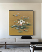 Large Modern Lotus Painting | Zen Interior Art for Hotels | ArtExplore