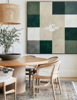 Large Modern Wabi-Sabi Canvas – Green & Taupe Wall Art | ArtExplore