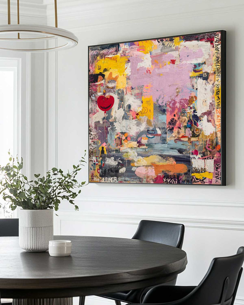 Large Pink Graffiti Abstract Wall Decor – Handmade Modern Texture Oil Painting | ArtExplore