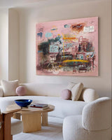 Large Pink Graffiti Artwork | Modern Handmade Abstract Wall Art ArtExplore