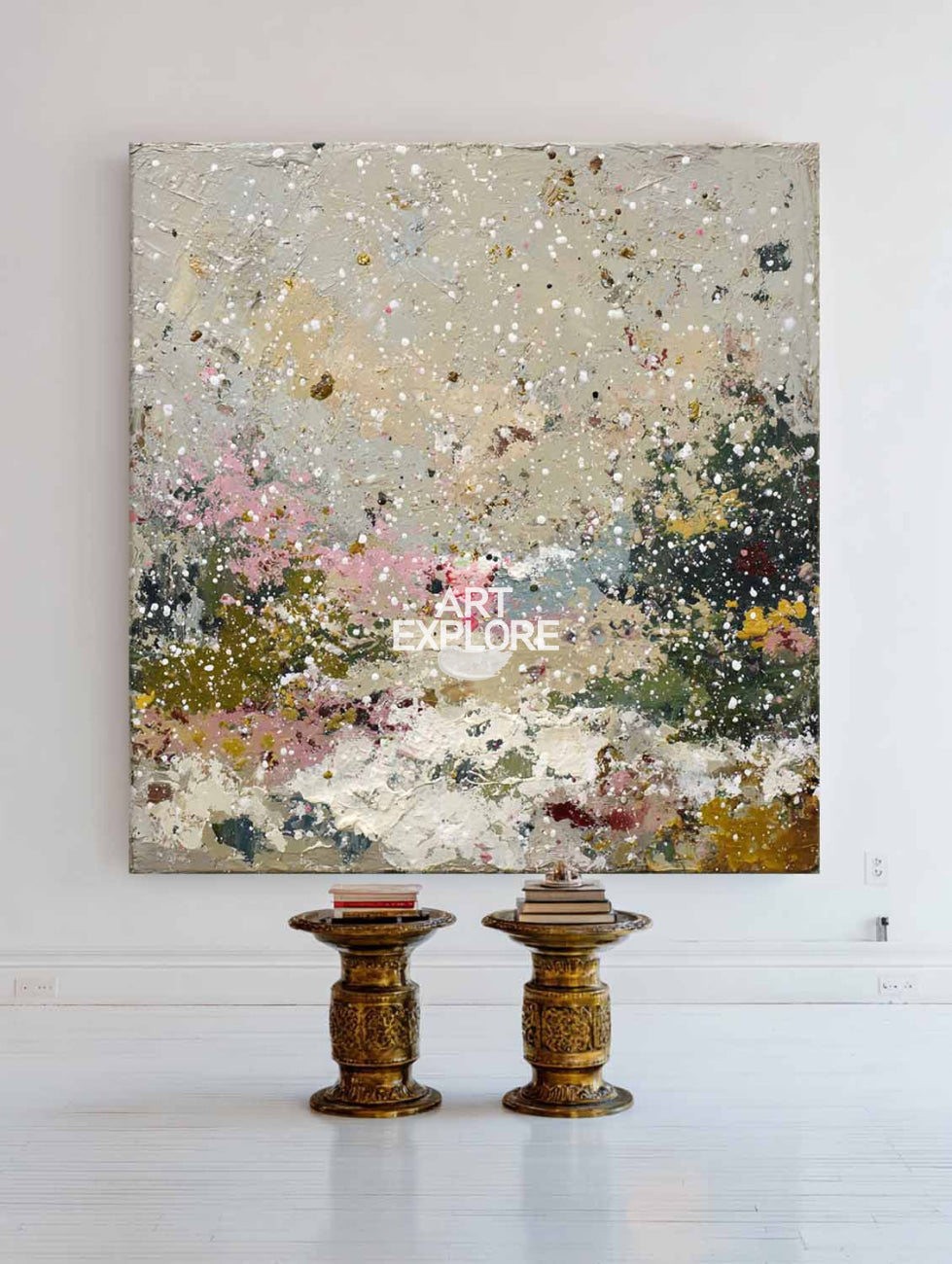 Large Sage Green Abstract Textured Wall Art for Office & Hotel Decor | ArtExplore