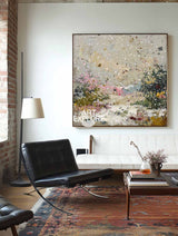 Large Sage Green Square Abstract Art for living Room & SOHO Decor | ArtExplore