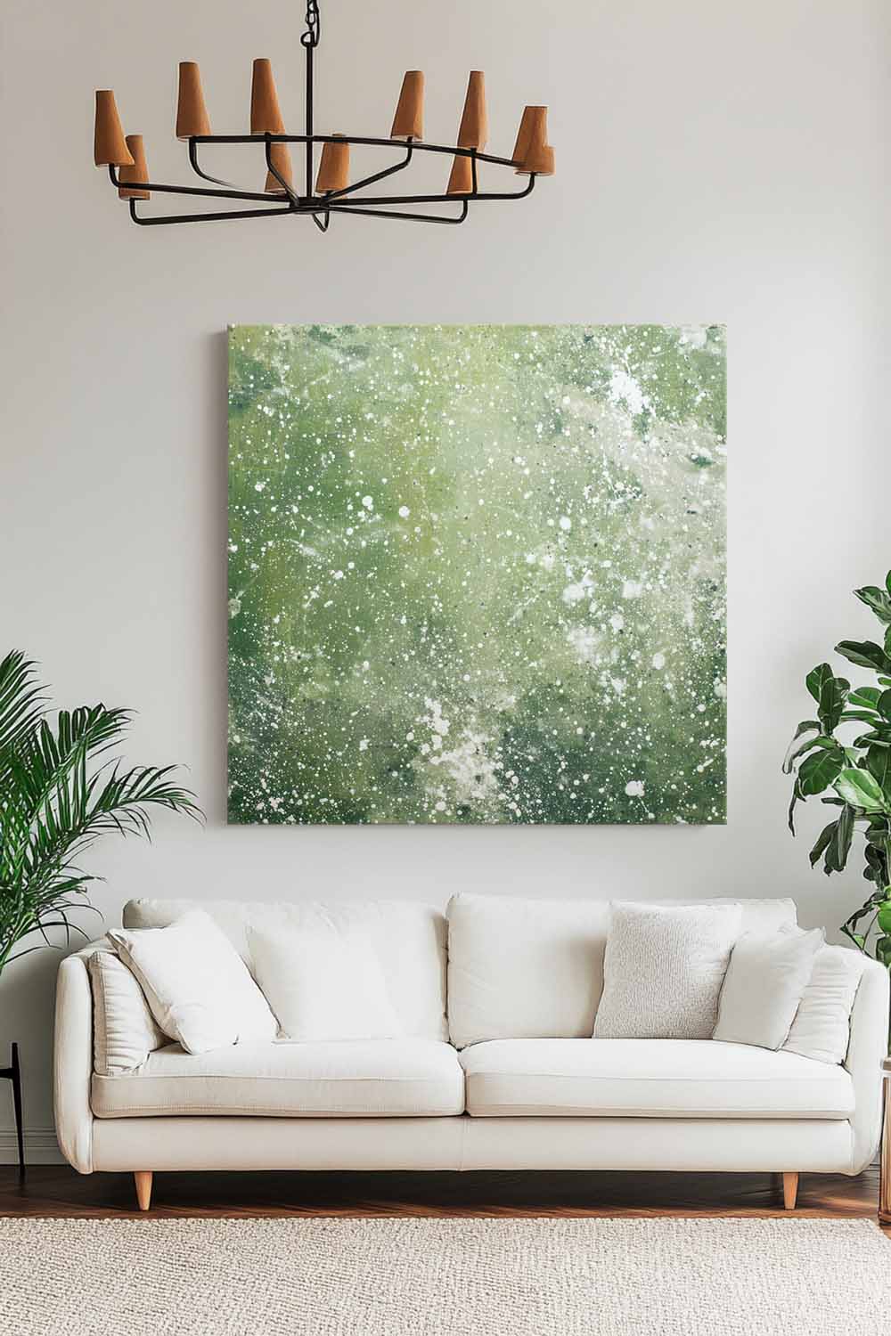 Large Sage Green Texture Painting – Contemporary Oil Art for Office Walls | ArtExplore