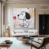 Large Snoopy Graffiti Oil Painting Snoopy Graffiti Wall Art Modern Texture Snoopy Painting For Sale