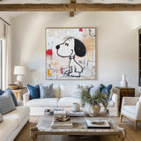 Large Snoopy Graffiti Oil Painting Snoopy Graffiti Wall Art Modern Texture Snoopy Painting For Sale