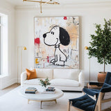 Large Snoopy Graffiti Oil Painting Snoopy Graffiti Wall Art Modern Texture Snoopy Painting For Sale