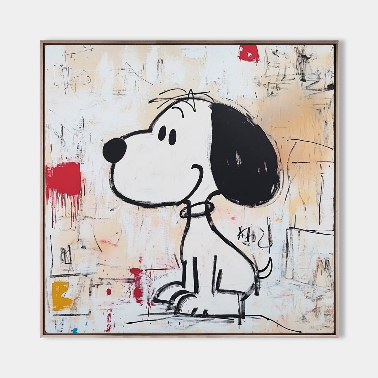 Large Snoopy Graffiti Oil Painting Snoopy Graffiti Wall Art Modern Texture Snoopy Painting For Sale