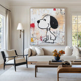 Large Snoopy Graffiti Oil Painting Snoopy Graffiti Wall Art Modern Texture Snoopy Painting For Sale