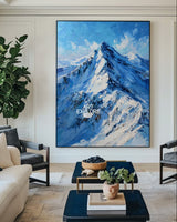 Large Snow Peak Texture Painting | Modern Vertical Landscape ArtExplore
