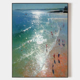 Large Sparkling Beach Painting Textured Ocean Impressionist Art