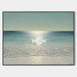 Large Sparkling Blue Sea Wall Art | Horizontal Handmade Beach Painting – ArtExplore