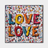 Large Square Love Art - Handmade Textured Oil Painting on Canvas | ArtExplore
