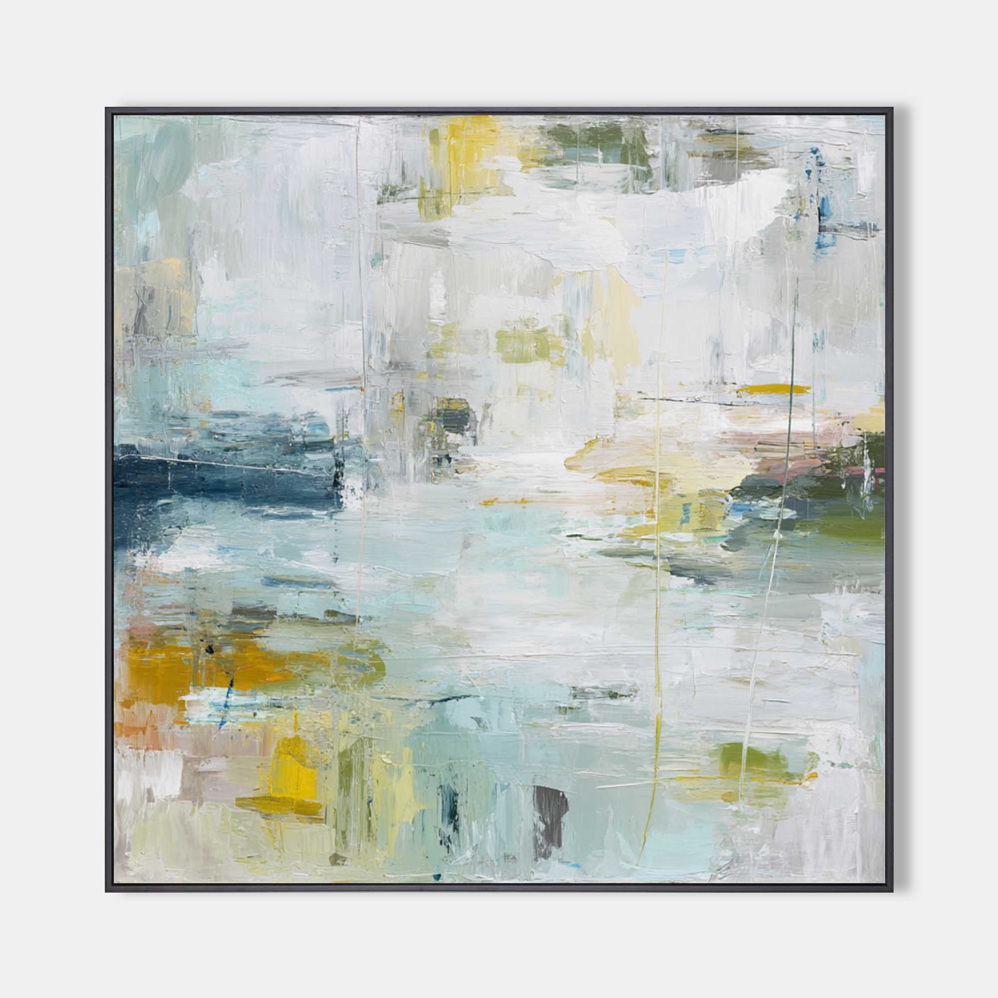Large Square Sky & Sea Abstract Oil Painting – Coastal Modern Art Piece for Livingroom | ArtExplore