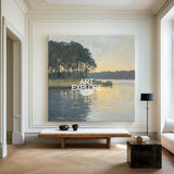 Large Swamp Landscape Oil Painting Lake View Canvas Wall Art Landscape Painting Livingroom Wall Art