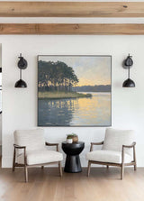 Large Swamp Landscape Oil Painting Lake View Canvas Wall Art Landscape Painting Livingroom Wall Art