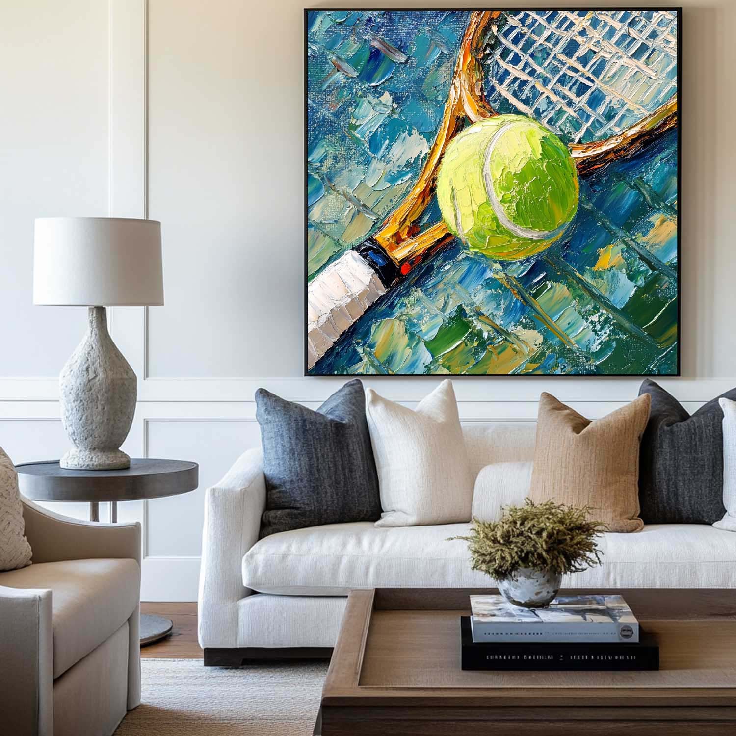 Contemporary Tennis Textured Fine Art Tennis Sport Art Painting Modern Sport Wall Art For Sale