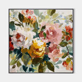 Large Textured Floral Oil Painting, Bold Abstract Bloom Canvas for Living Room ArtExplore