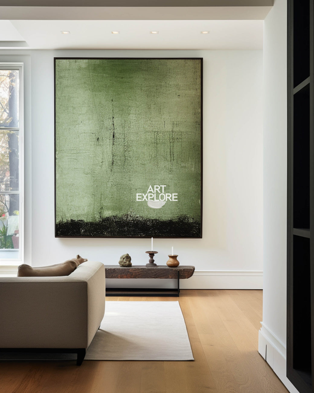 Large Textured Green Abstract Canvas for Entryway or Lounge | Modern Decor | ArtExplore