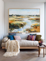 Large Textured Lake Canvas Art, Handmade Landscape for Lounge Wall – ArtExplore