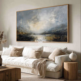 Large Textured Lake Landscape Oil on Canvas, Modern Minimalist Decor ArtExplore