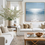 Large Textured Ocean Painting, Calm Coastal Home Decor – ArtExplore