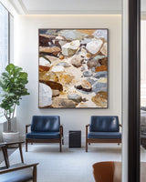 Large Vertical Brown Rock Canvas | Handmade Minimalist Home ArtExplore