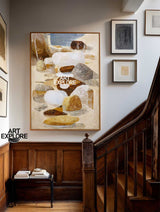 Large Vertical Brown Rock Painting | Minimalist Handcrafted Canvas ArtExplore