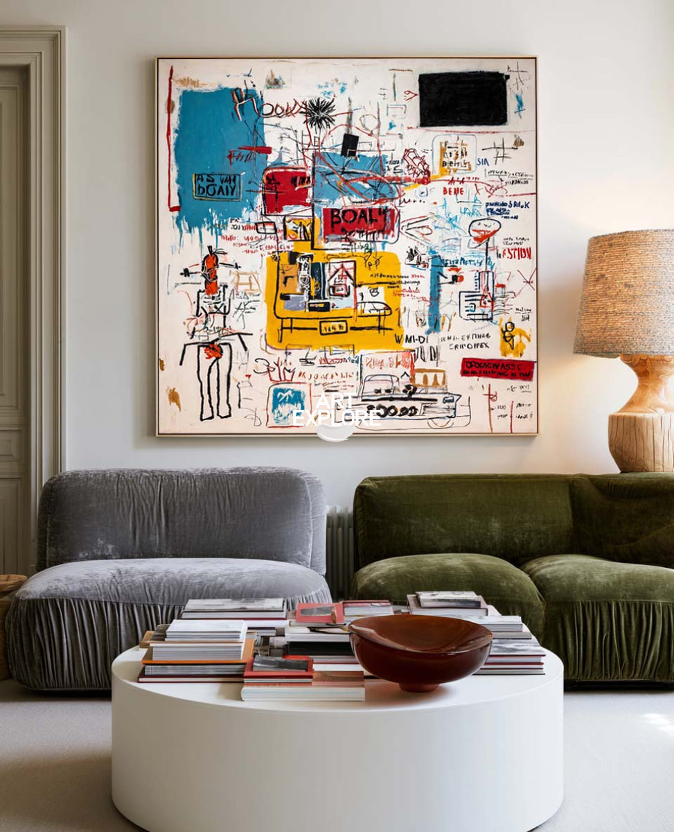 Large Vibrant Abstract Graffiti Painting With Modern Street Art Style For Living Room