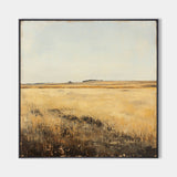 Large Village Autumn Field Painting Brown Countryside Vintage Wall Art Minimalist Wall Art For Sale