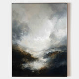Large Wabi-Sabi Black and White Textured Landscape Wall Art | Livingroom Wall Art | ArtExplore