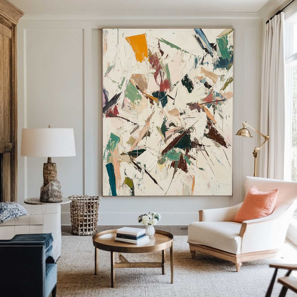 Large Wabi-sabi Beige Painting Beige Abstract Wall Art Beige Texture Artworks Livingroom Wall Art