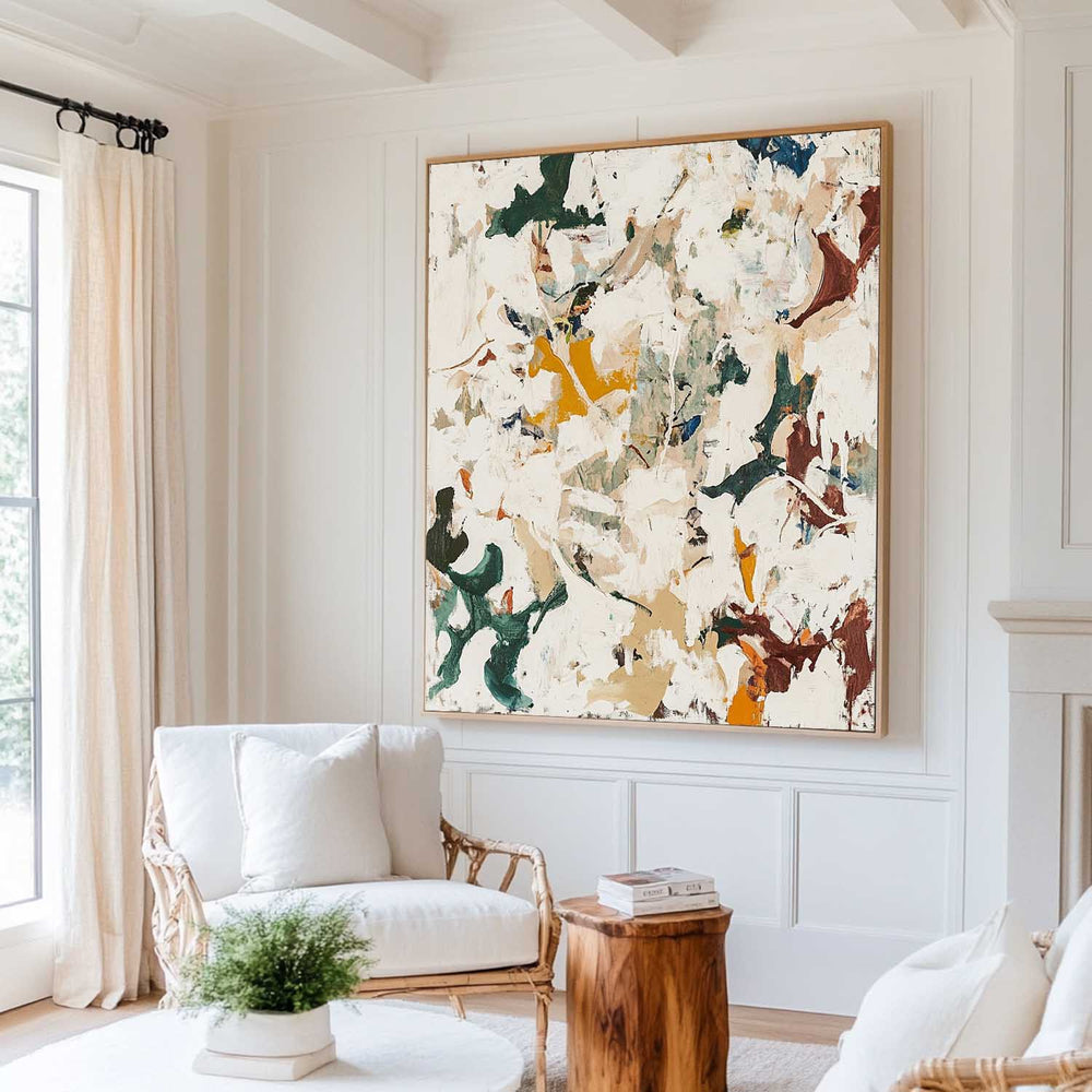 Large Wabi-sabi Beige Texture Paintings Beige Abstract Wall Art Modern Beige Fine Art For Sale