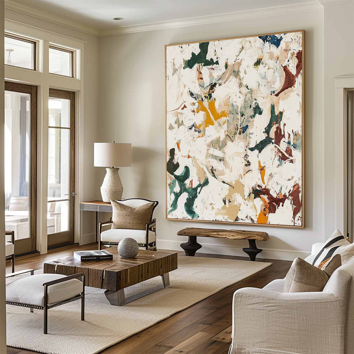 Large Wabi-sabi Beige Texture Paintings Beige Abstract Wall Art Modern Beige Fine Art For Sale