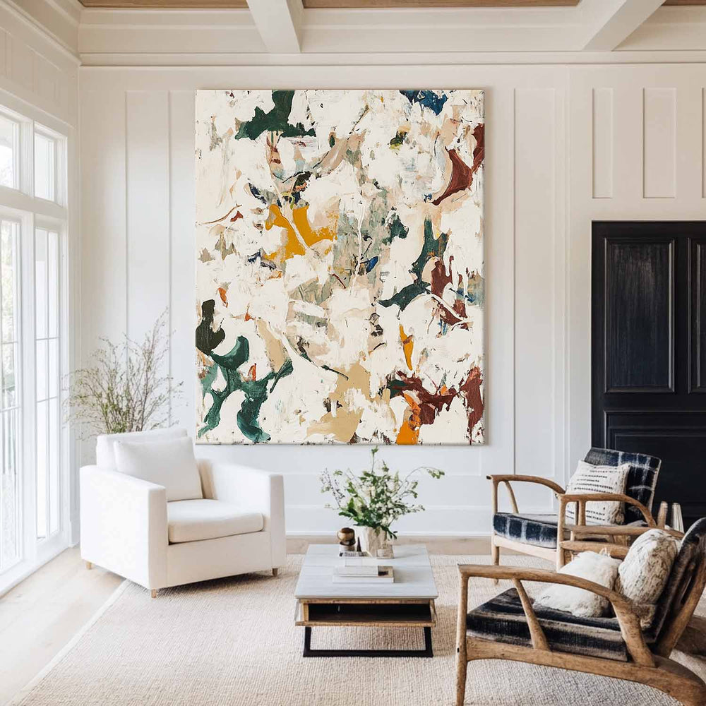 Large Wabi-sabi Beige Texture Paintings Beige Abstract Wall Art Modern Beige Fine Art For Sale