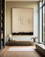 Wabi Sabi Black beige Painting Thick Texture Art Painting Black Beige Canvas Wall Art For Livingroom
