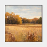 Large Wheat Field Painting Fields of Gold Wall Art Landscape Art Minimalist Fine Art For Sale