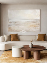 Large White Beige Abstract Wabi-Sabi Wall Art | Handmade Minimalist Texture Canvas ArtExplore