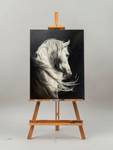 White Horse Oil Painting Extra Large Horse Wall Art Black and White Horse Painting For Sale