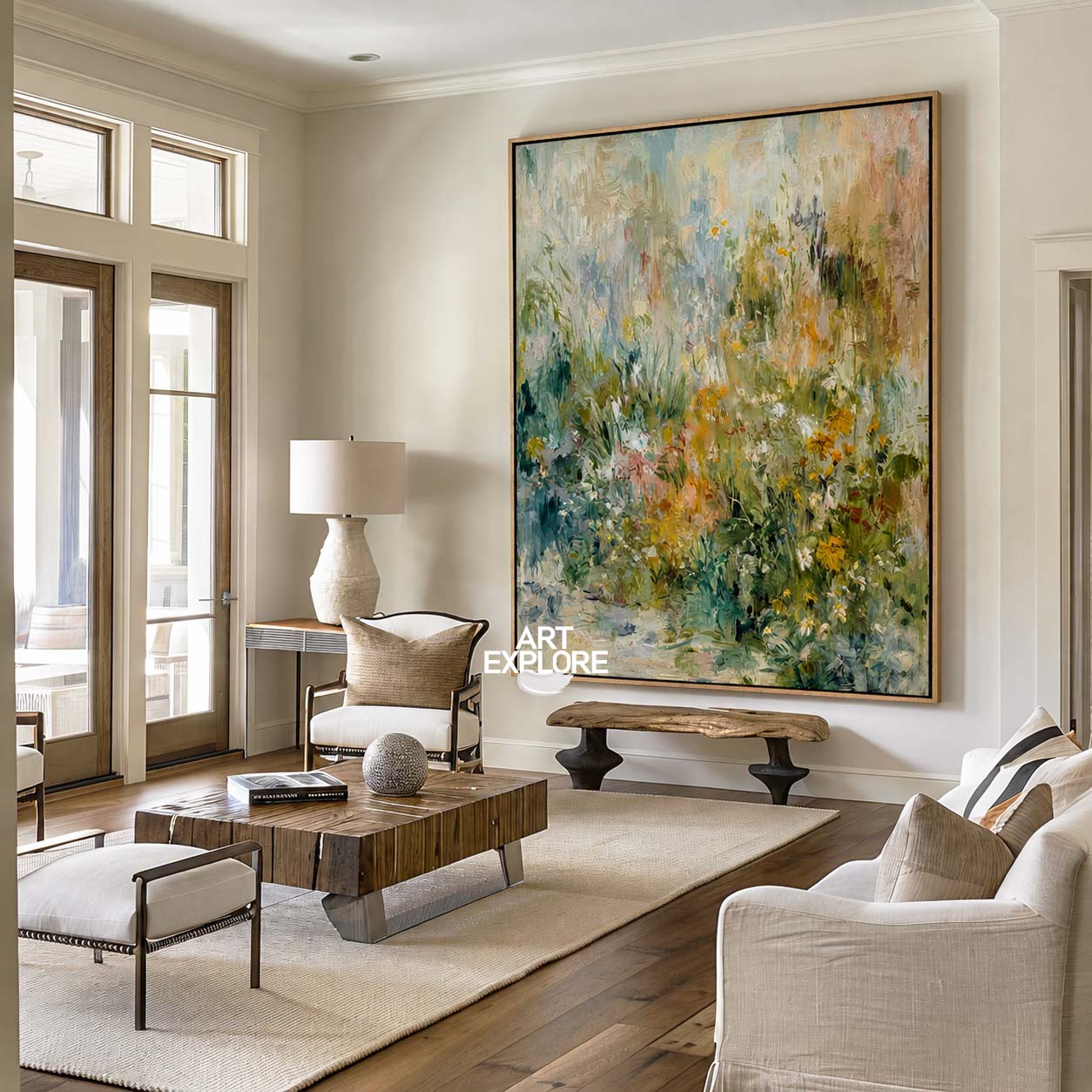 Large Wildflower Garden Painting Textured Abstract Floral Wall Art For Livingroom | Artexplore