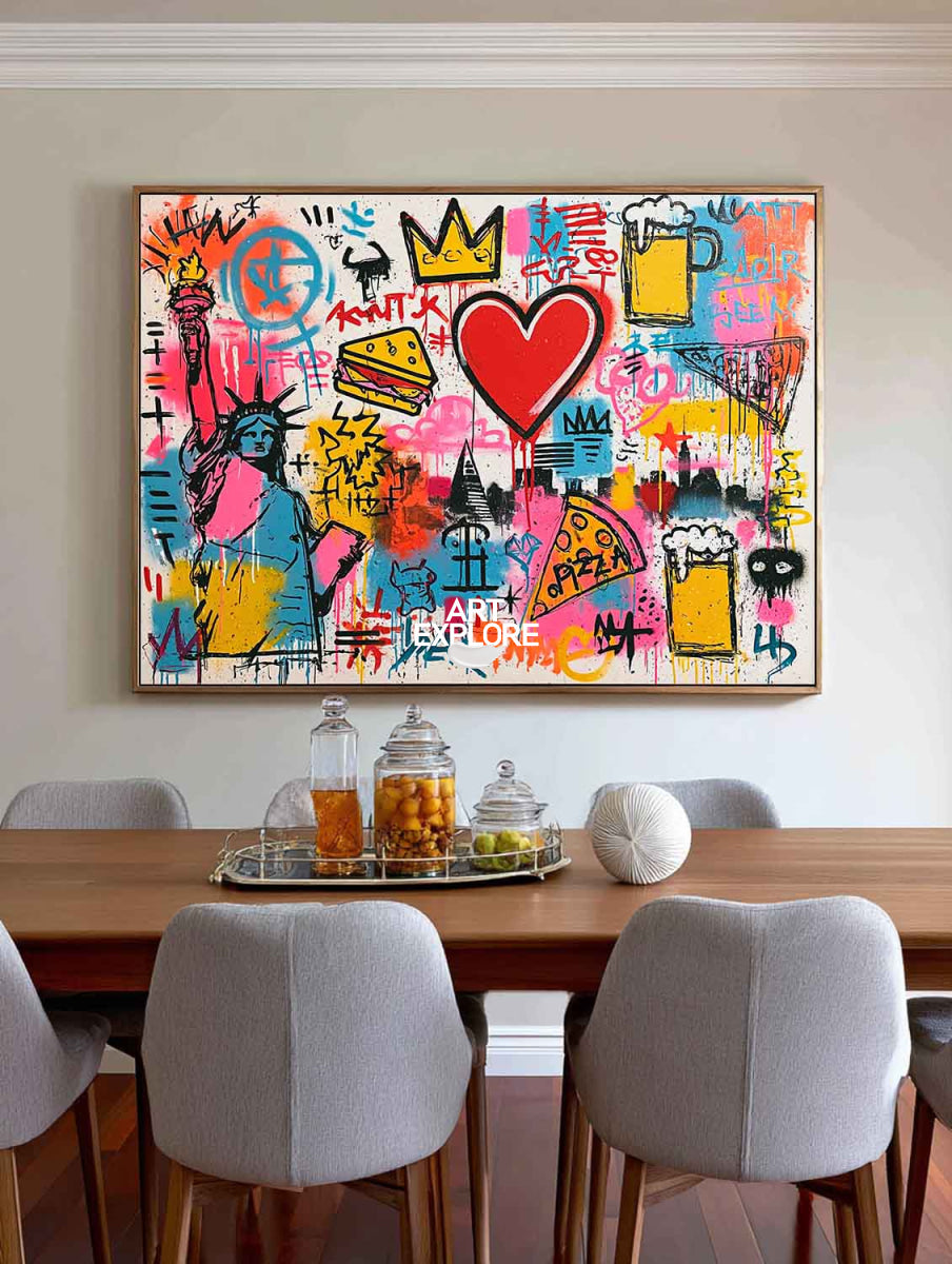 Colorful Graffiti Wall Art For Modern Living Room And Game Room